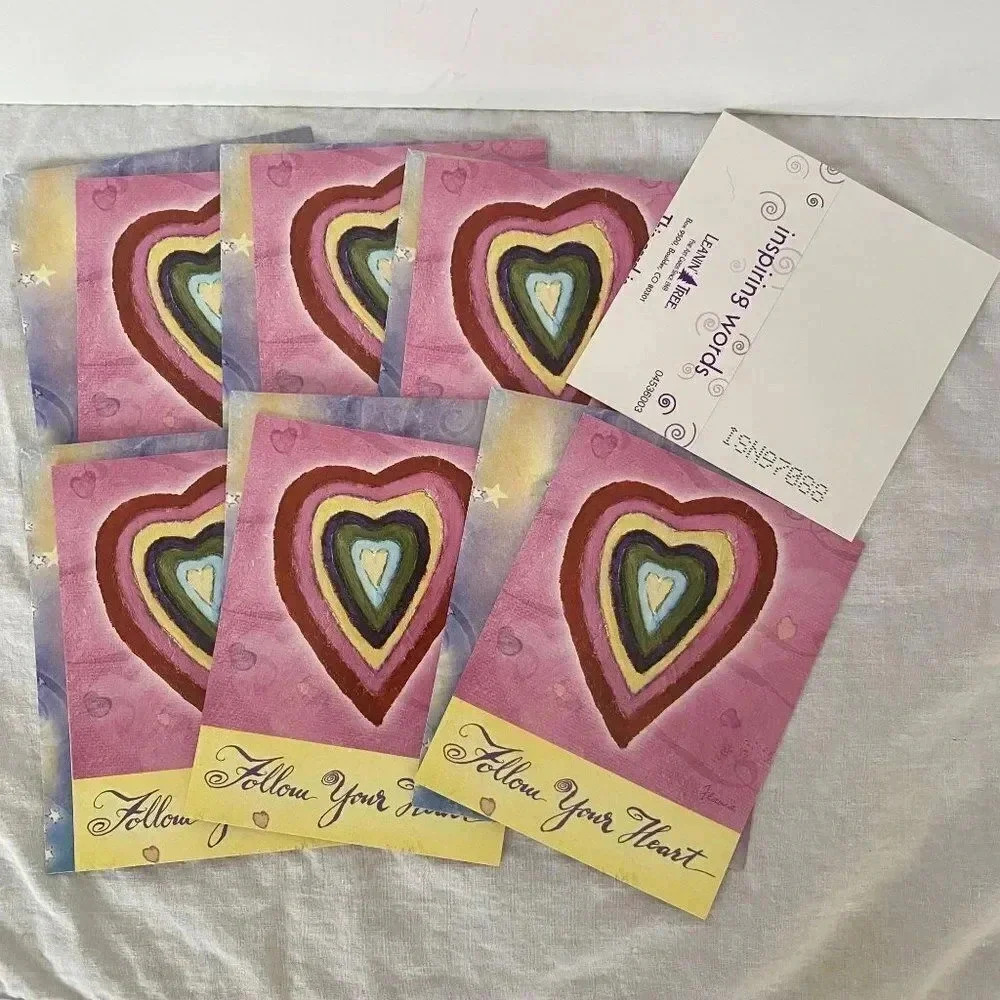 Vintage 6/pk INSPIRING WORDS Greeting Cards Leanin' Tree Flavia Weedn NOS